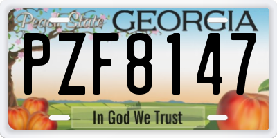 GA license plate PZF8147