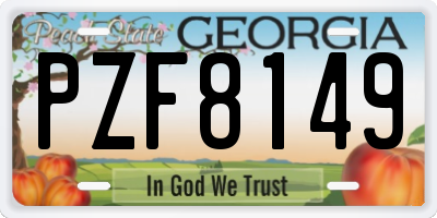 GA license plate PZF8149