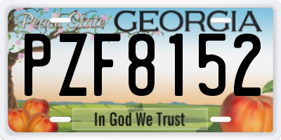 GA license plate PZF8152