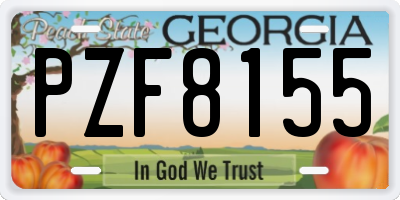 GA license plate PZF8155