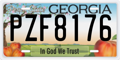 GA license plate PZF8176