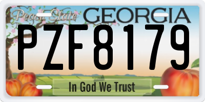 GA license plate PZF8179