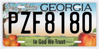 GA license plate PZF8180