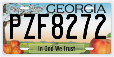 GA license plate PZF8272