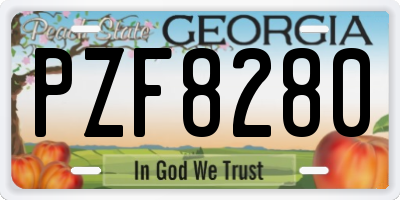 GA license plate PZF8280