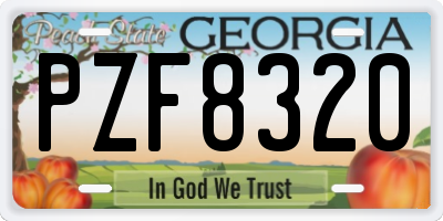 GA license plate PZF8320