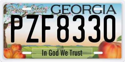 GA license plate PZF8330