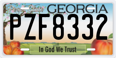 GA license plate PZF8332