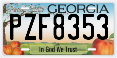 GA license plate PZF8353