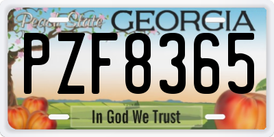 GA license plate PZF8365