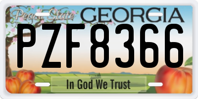 GA license plate PZF8366