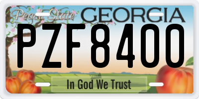 GA license plate PZF8400