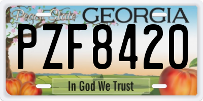 GA license plate PZF8420