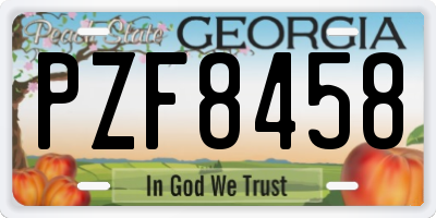 GA license plate PZF8458