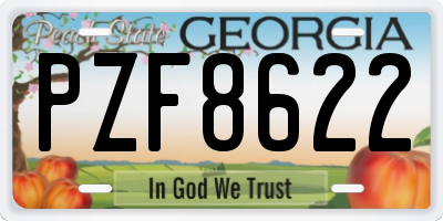 GA license plate PZF8622