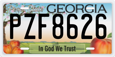 GA license plate PZF8626