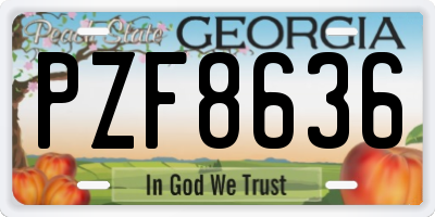 GA license plate PZF8636