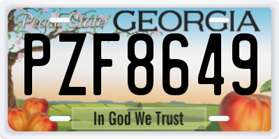 GA license plate PZF8649