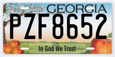 GA license plate PZF8652