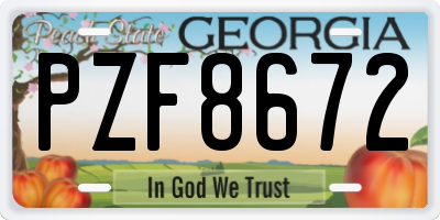 GA license plate PZF8672