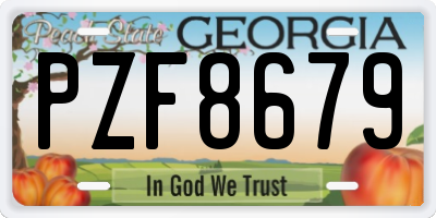 GA license plate PZF8679