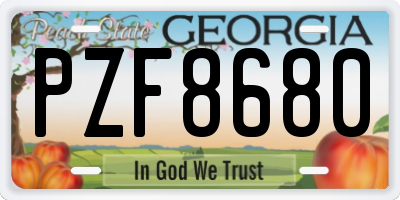 GA license plate PZF8680