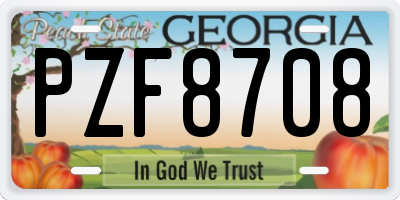 GA license plate PZF8708