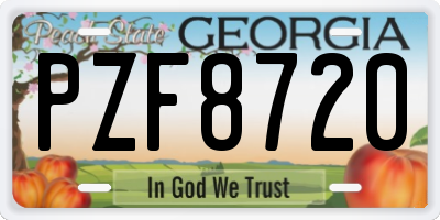 GA license plate PZF8720