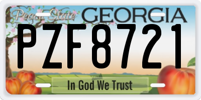 GA license plate PZF8721
