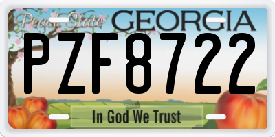 GA license plate PZF8722