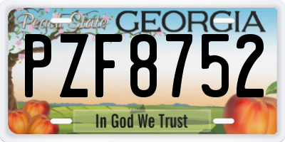 GA license plate PZF8752