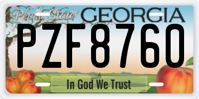 GA license plate PZF8760