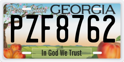 GA license plate PZF8762