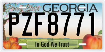 GA license plate PZF8771