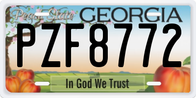 GA license plate PZF8772
