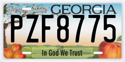 GA license plate PZF8775
