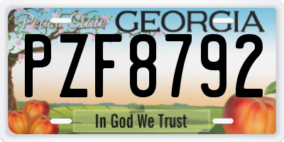 GA license plate PZF8792