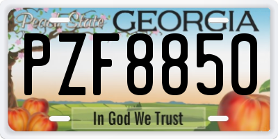 GA license plate PZF8850