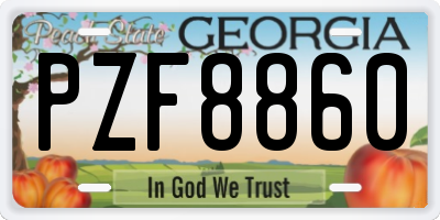 GA license plate PZF8860