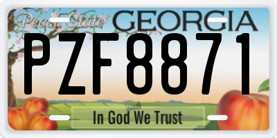 GA license plate PZF8871