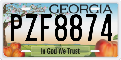 GA license plate PZF8874