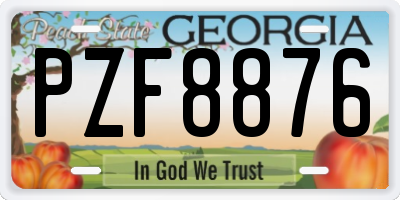 GA license plate PZF8876