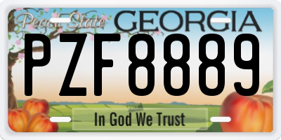 GA license plate PZF8889