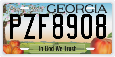 GA license plate PZF8908