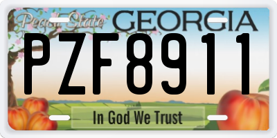 GA license plate PZF8911