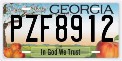 GA license plate PZF8912