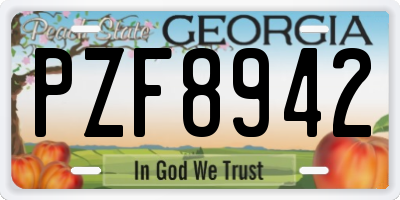 GA license plate PZF8942