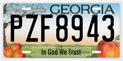 GA license plate PZF8943