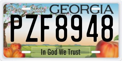 GA license plate PZF8948