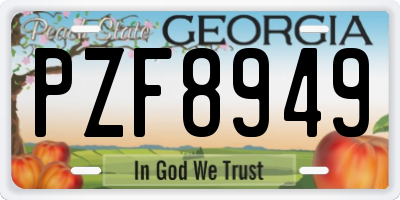 GA license plate PZF8949